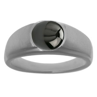 Men's Black Rhodium Plated White Gold Rings - Round Cut Black Onyx Man Ring