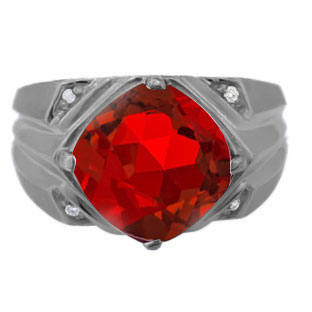 Large Diamond Black Rhodium Plated White Gold Men's Ruby Ring