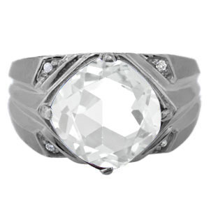Large Diamond Black Rhodium Plated White Gold Men's White CZ Ring
