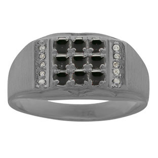 Men's Diamond Black Rhodium Plated White Gold Black Onyx Ring
