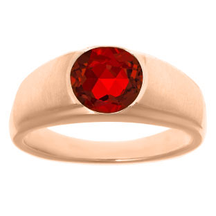 Men's Birthstone Rings - Round Ruby Birthstone Ring In Rose Gold