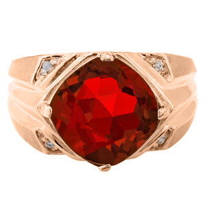 Rose Gold Men's Large Ruby and Diamond Ring