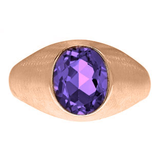 Oval-Cut Amethyst Stone Custom Men's Pinky Ring In Rose Gold