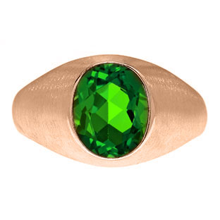 Oval-Cut Emerald Stone Custom Men's Pinky Ring In Rose Gold