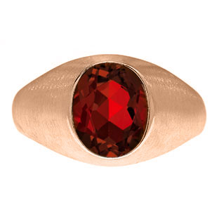 Oval-Cut Garnet Stone Custom Men's Pinky Ring In Rose Gold