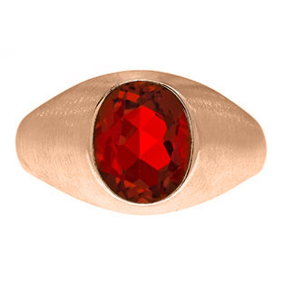 Oval-Cut Ruby Stone Custom Men's Pinky Ring In Rose Gold
