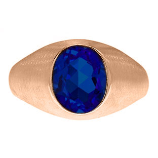 Oval-Cut Sapphire Stone Custom Men's Pinky Ring In Rose Gold