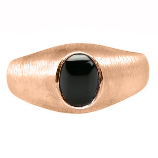 Rose Gold Pinky Ring For Men Oval-Cut Black Onyx Gemstone