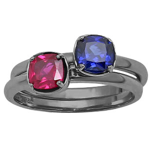Personalized Birthstone Stackable Ring In Black Rhodium Plated White Gold