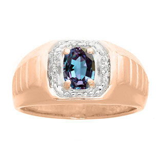 Diamond and Rose Gold Men's Alexandite Ring By Gemologica