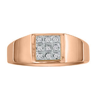 Men's Classic Square Diamond Rose Gold Ring Band