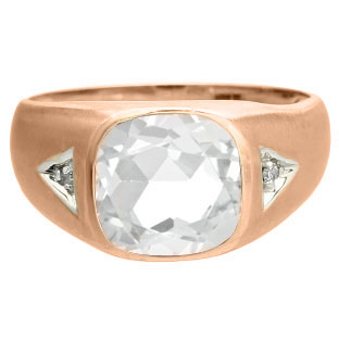Diamond Antique Cushion CZ Gemstone Men's Rose Gold Ring