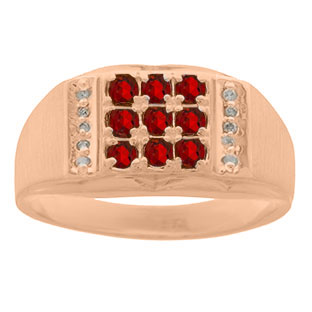Men's Diamond and Rose Gold Ruby Ring