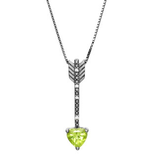 Personalized Diamond Birthstone Heart Arrow Pendant Black Rhod Plated White Gold