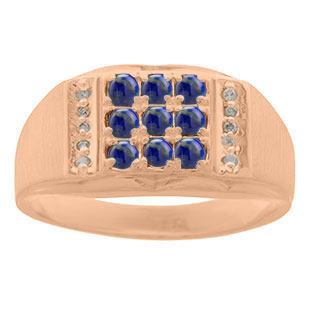 Men's Diamond and Rose Gold Lapis Lazuli Stone Ring