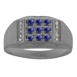 Men's Diamond and Black Rhodium Plated White Gold Lapis Lazuli Stone Ring