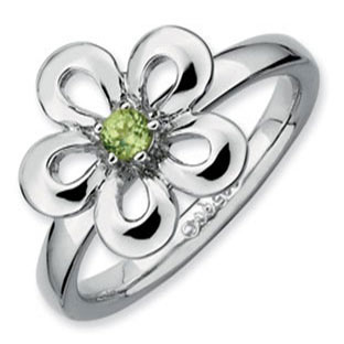 Sterling Silver Stackable Peridot Flower Band Ring