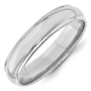 5MM Half Round With Edge Plain Wedding Band In 10K White Gold