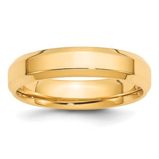 5MM Beveled Edge Comfort Fit Wedding Band In 14K Yellow Gold