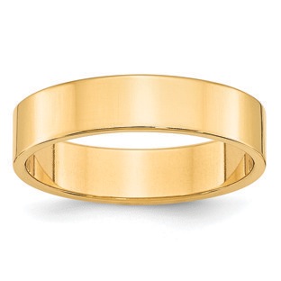 5MM Flat Edge Lightweight Plain Wedding Band In 14K Yellow Gold