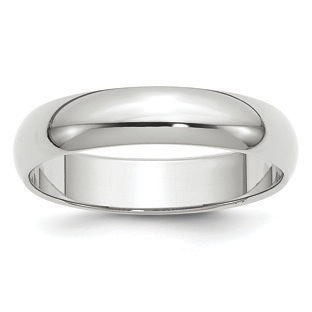 5MM Half Round Plain Wedding Band In 14K White Gold