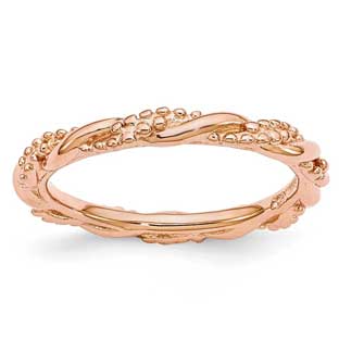Textured Twist Style Stackable Ring In Rose Gold Over Sterling Silver