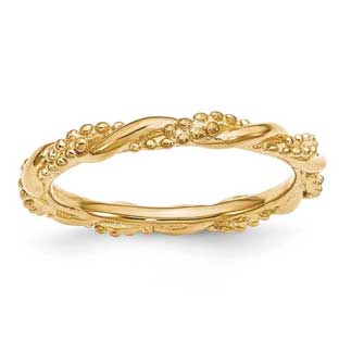 Textured Twist Style Stackable Ring In Yellow Gold Over Sterling Silver
