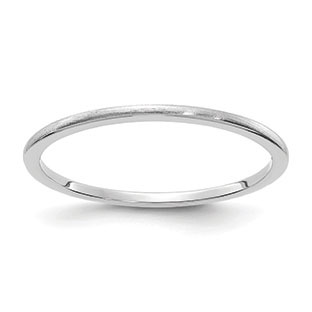Half Round Stackable Satin Ring In 10K White Gold