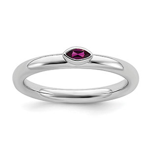 Sterling Silver Rhodolite Garnet Gemstone Stackable Band Ring