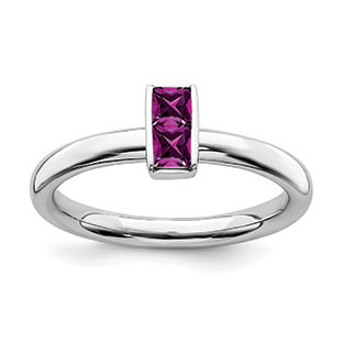 Rhodolite Garnet Birthstone Stackable Ring Band In Sterling Silver