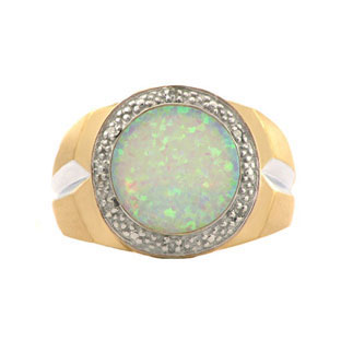 Men's Opal and Diamond Ring