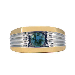 Men's Blue Zircon Ring in Yellow Gold