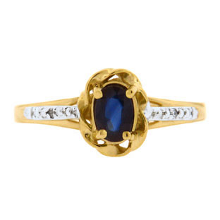Yellow Gold Diamond Oval Sapphire September Birthstone Ring