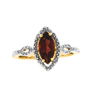 Diamond Marquise Cut Garnet January Birthstone Gold Ring