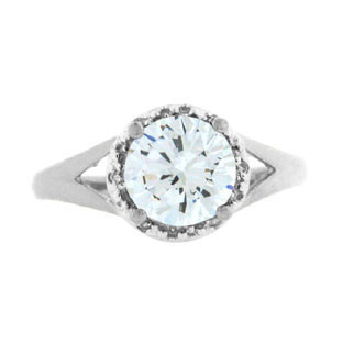 White Gold Round Cut White Topaz April Gemstone Diamond Ring