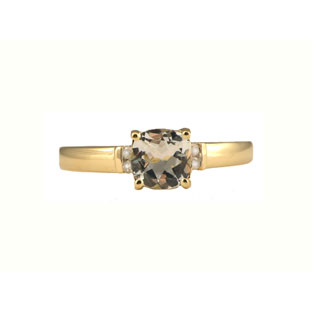 Yellow Gold Aquamarine Birthstone Cushion Cut Diamond Rings