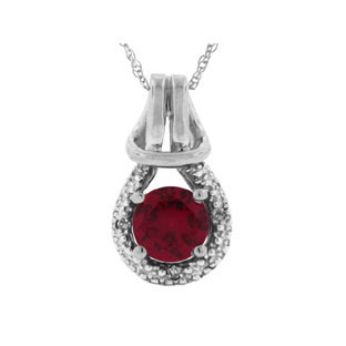Diamond White Gold Red Ruby Birthstone Love Knot Pendant