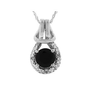 Diamond White Gold Black Onyx Birthstone Love Knot Pendant