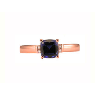 Rose Gold Sapphire Gemstone Cushion-Cut Diamond Rings