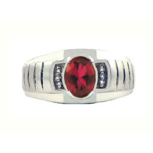 Diamond & Ruby White Gold Men's Ring