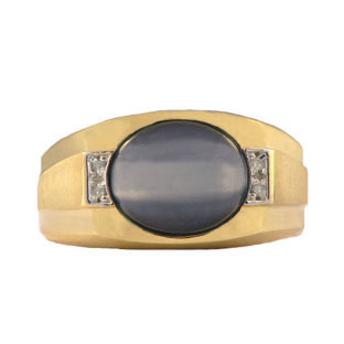 Yellow Gold & Diamond Men's Cabochon Cut Cat's Eye Ring