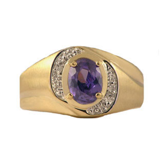 Mens Oval Tanzanite and Diamond Gold Ring
