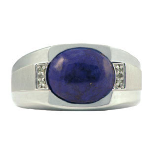 Men's White Gold & Blue Lapis Diamond Ring
