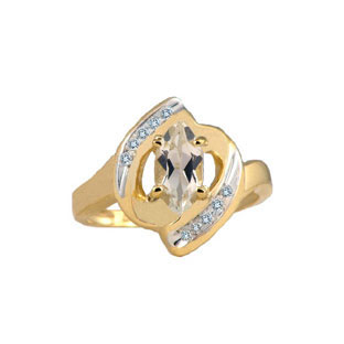 White Topaz Rings - White Topaz Gemstone Diamond Yellow Gold Ring