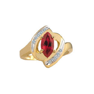 Ruby Rings - Ruby Gemstone Diamond Yellow Gold Ring
