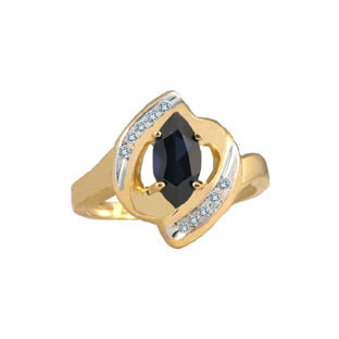 Sapphire Rings - Sapphire Gemstone Diamond Yellow Gold Ring