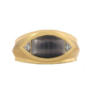 Yellow Gold and Diamond Men's Cat's Eye Ring