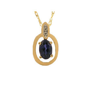 Yellow Gold Oval-Cut Sapphire and Diamond Pendant