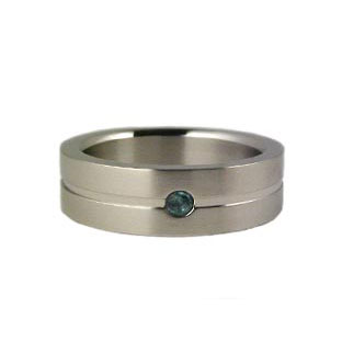 Men's Stainless Steel Ring, Created Blue Topaz Jewelry