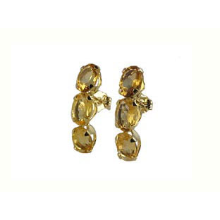 Citrine J Hoop Earrings, 14K Gold Jewelry
